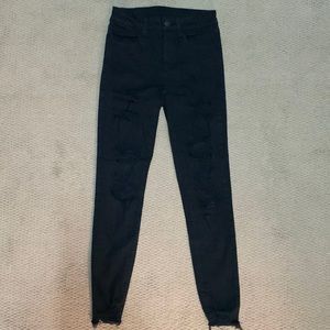 AE Next Level Stretch Black Ripped Skinny High Waisted Jeans